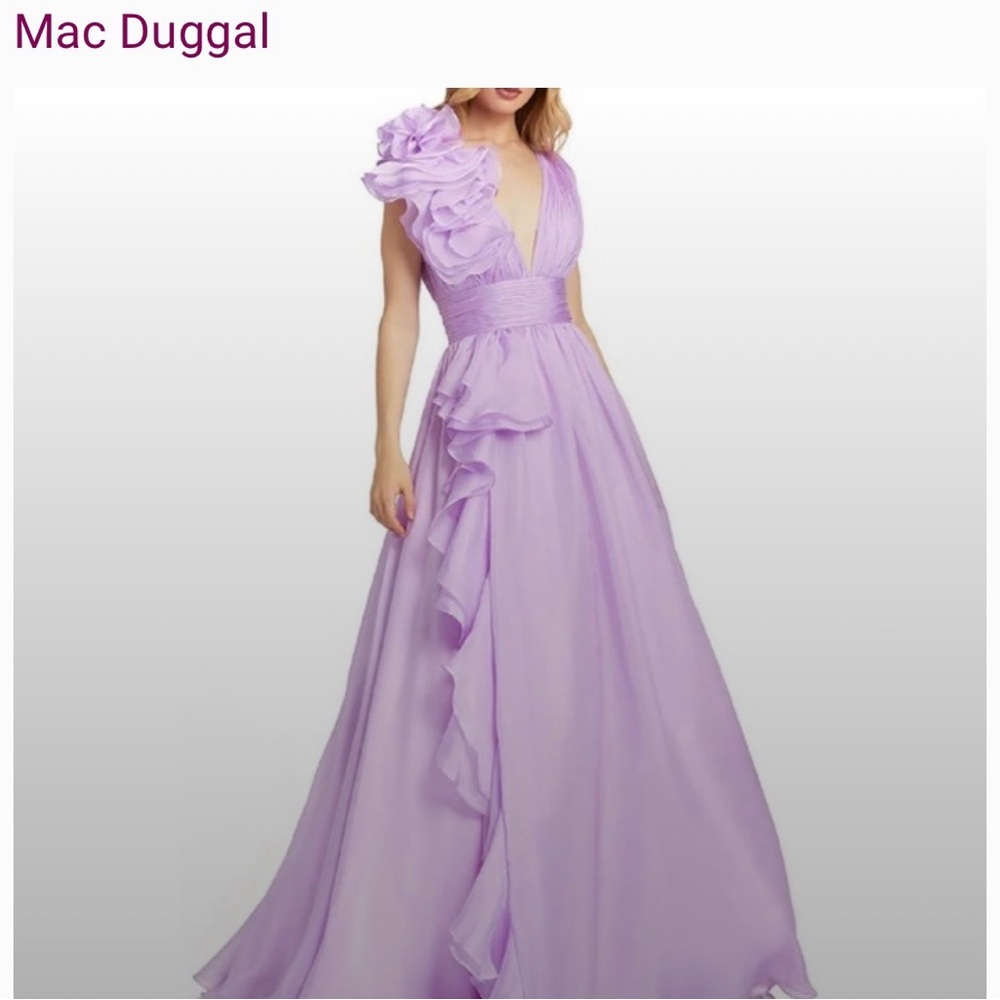 Mac Duggal Lavender Ruffled Gown